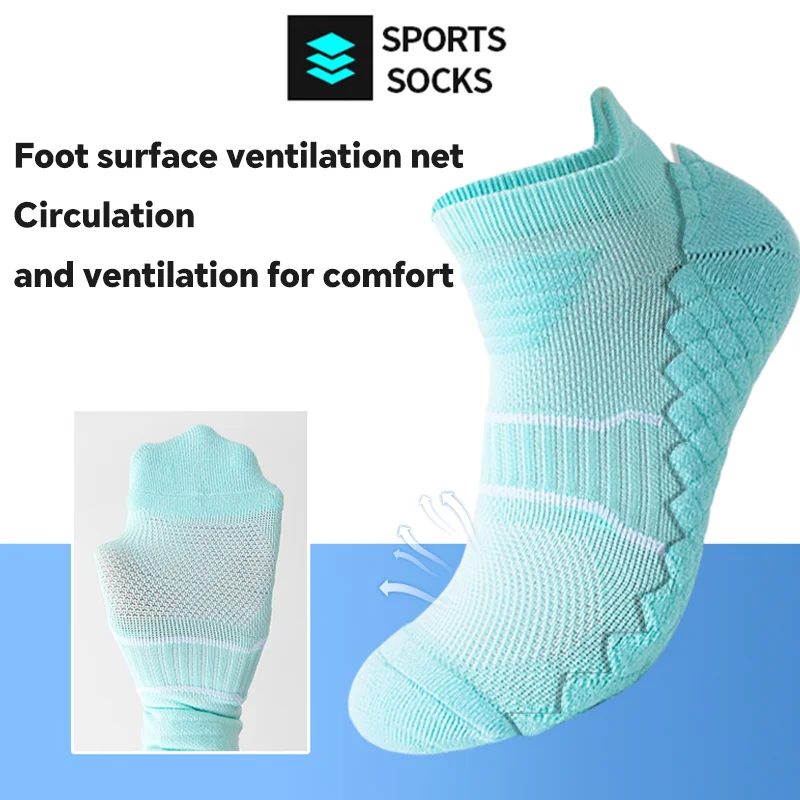 YUPAO Women Pure Cotton Boat Socks Breathable Anti Slip Outdoor Sports Stretch Men's socks Sweat Absorbing Massage Sole Socks