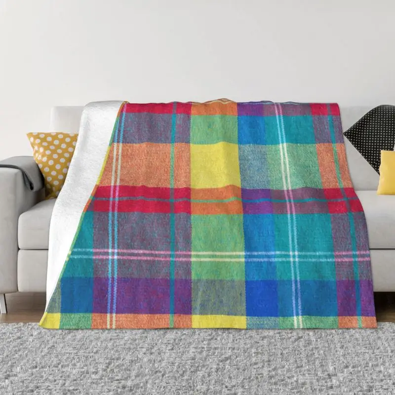 

Colorful Checkered Plaid Blanket Fleece Autumn Warm Flannel Vintage Hipster Pattern Throw Blankets for Sofa Office Bedroom Quilt