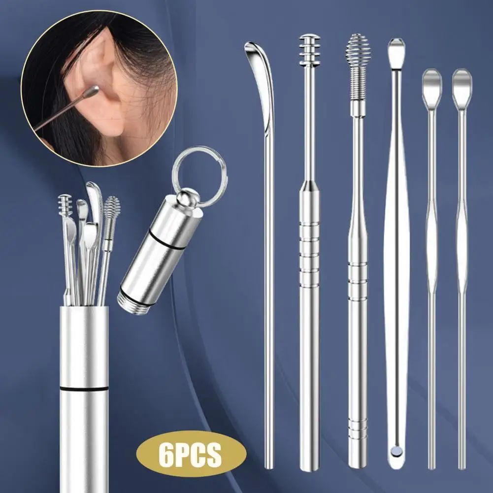 

1Set Stainless Steel Spiral Ear Pick Spoon Ear Wax Removal Cleaner Multifunction Portable Ear Pick Ear Care Beauty Tools