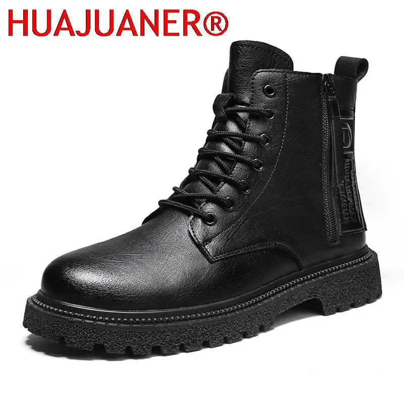 

New Men Boots Classic Casual Shoes Fashion Split Leather Boots Men Thick Bottom Rubber Cowboy Botas Hombre Motorcycle Boots Man