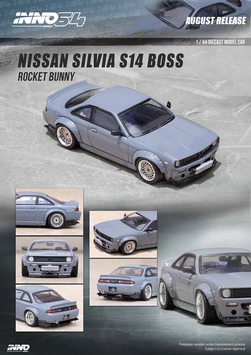 

Модель автомобиля INNO64 1:64 NISSAN SILVIA S14 ROCKET BUNNY BOSS AERO Grey