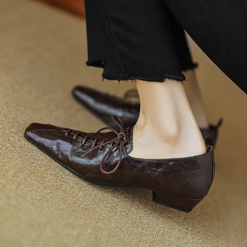 Phoentin Оксфорды с асимметричным дизайном 2025 г. женские туфли-лодочки на шнуровке в