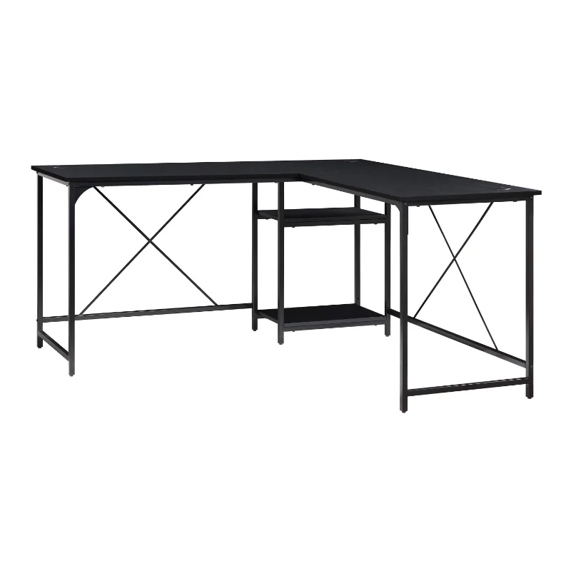 

Mainstays Two-Way Convertible Desk with Lower Storage Shelf, Charcoal Finish and Black Metal Frame