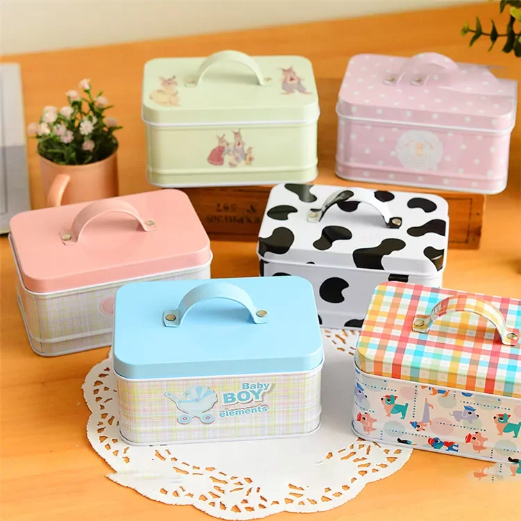 

2022 1 Piece Of Small Suitcase Tin Box Candy Biscuit Snack Storage Jar Cute Rectangular Wedding Party Gift Packaging Gift Box