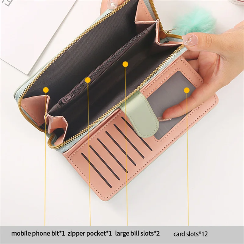Long Women's Wallet Female Purses Tassel Coin Purse Card Holder Wallets Double Zipper Pu Leather Clutch Luxury Money Phone Bag