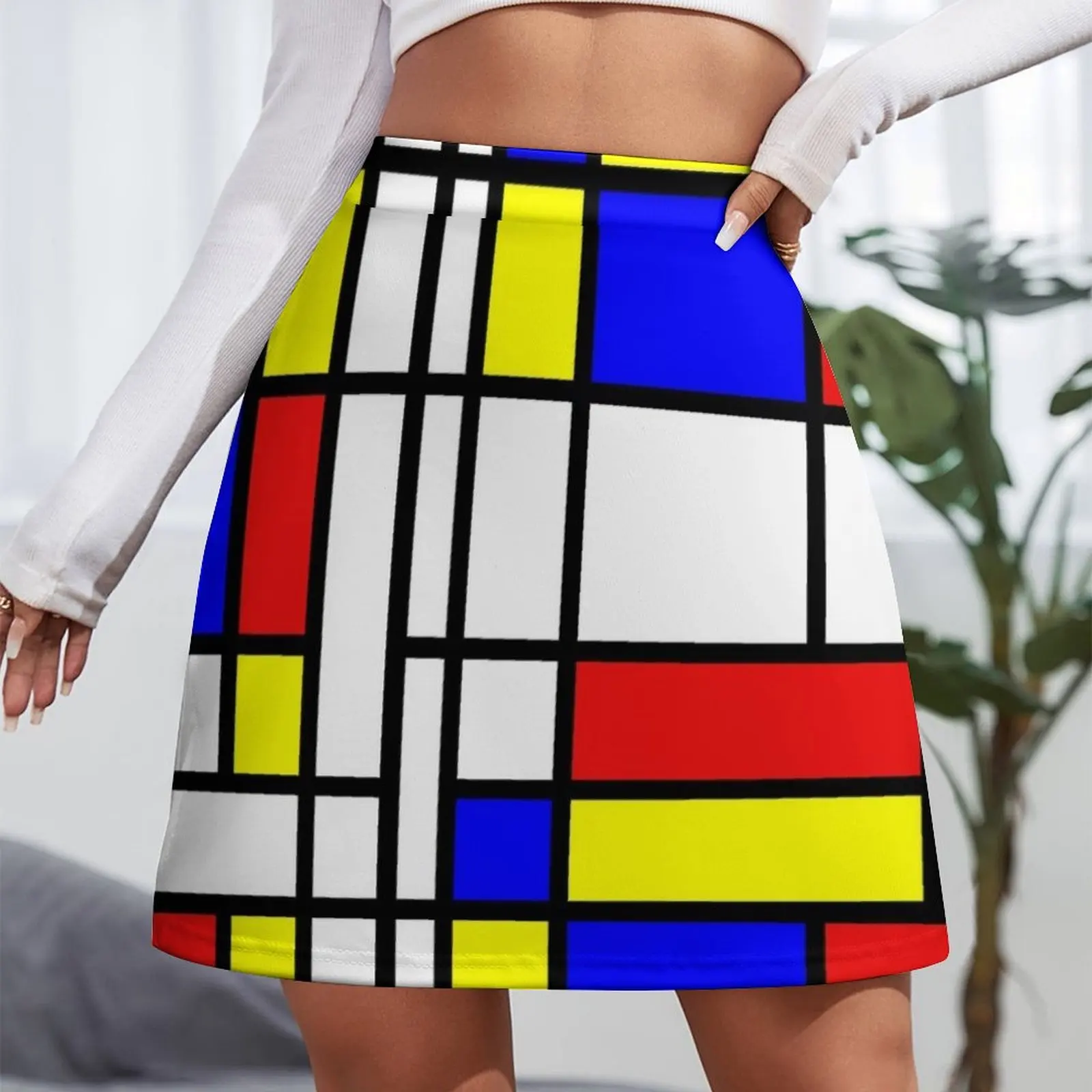 Мини-юбка с узором в стиле ретро Mondrian мини-юбка винтажная одежда 90-х годов