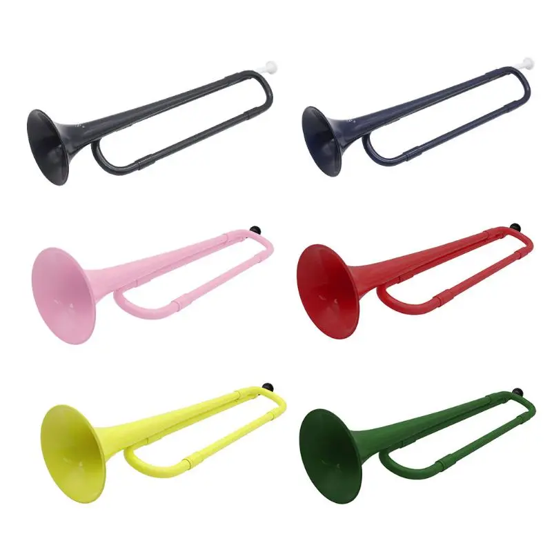 

Flat Bugle Cavalry Trumpet Plastic with Mouthpiece for Band School Student
