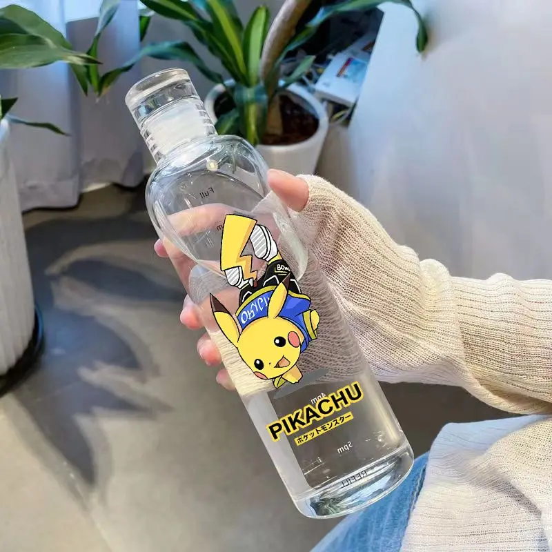 

500ML Pokemon Pikachu Water Cup Cute Cartoon Plastic Cup with Time Scale Water Bottle Students Outdoor Sports Couple Cup