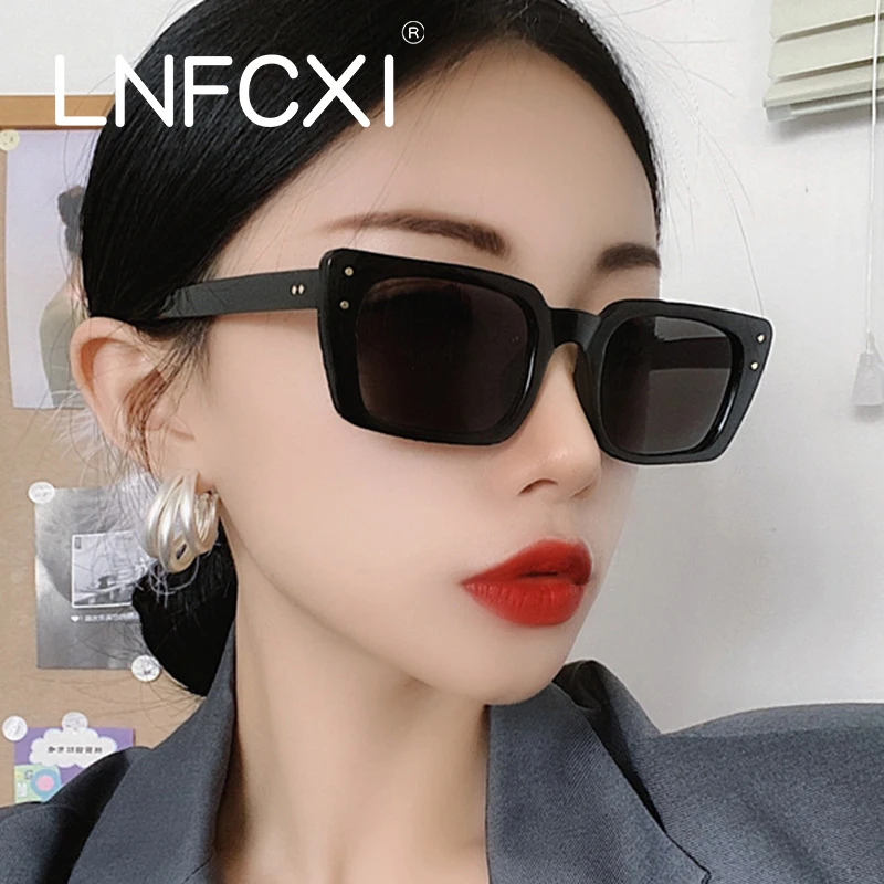 

LNFCXI Square Sunglasses Women Small Glasses for Women/Men Brand Designer Rectangle Eyewear Women Retro Shades
