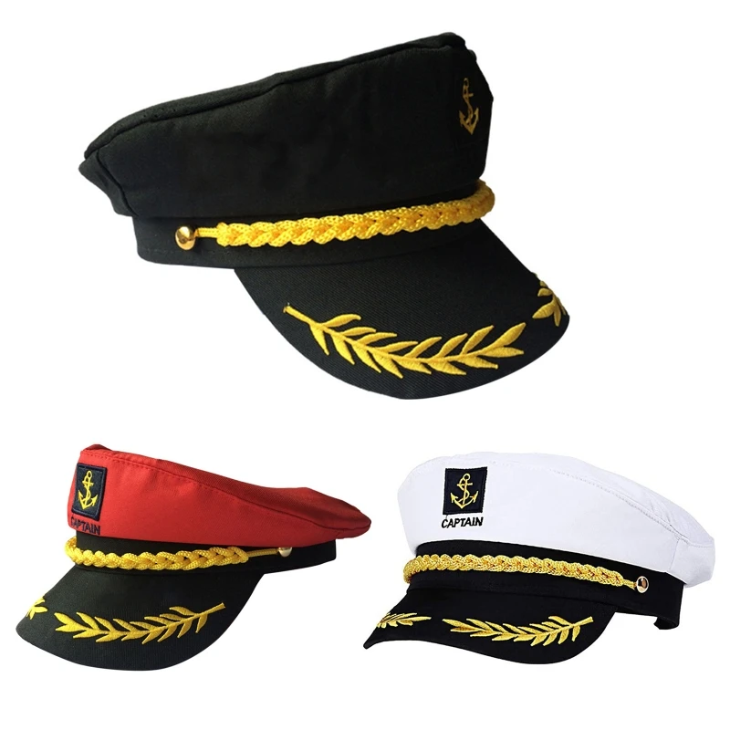 Sailor Hat Yacht Captain Hat Navy Marine Hat Adjustable Sailor Captain Costume Men Boat Navy Hat for Adult Kid Men Women