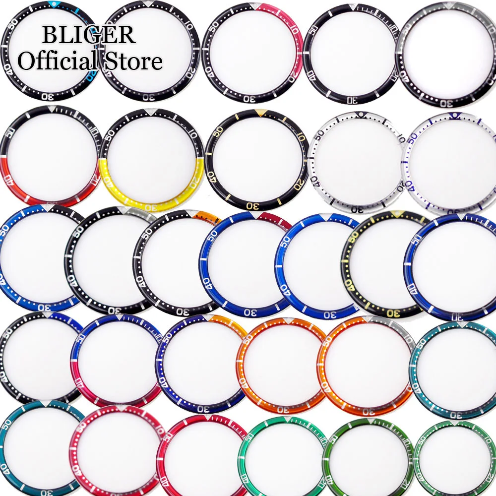 

BLIGER Flat 38mm*31.5mm Watch Bezel Ring Blue/Red/Green/Black Round Insert fit SKX007 SKX009 Watch for Men