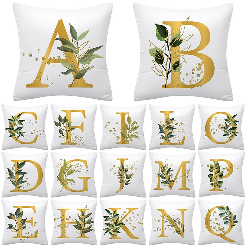

1Pcs Flower Alphabet Letter Decorative Cushion Cover Polyester Throw Pillowcase 45*45CM Sofa Home Decorative PillowCover 41022