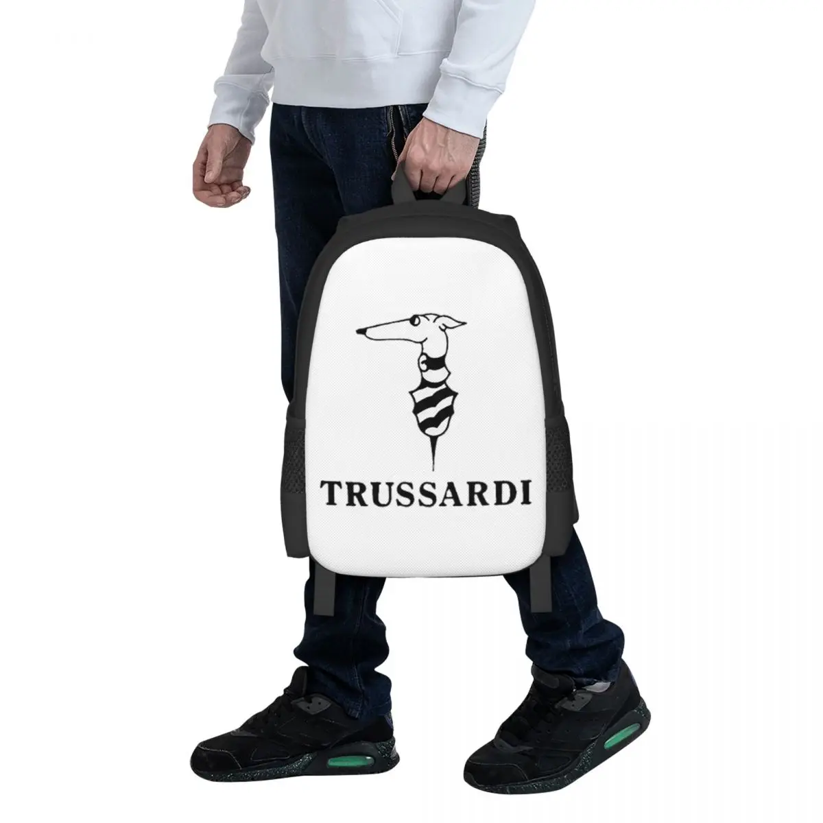 Фото Рюкзак Trussardis с логотипом для студентов, школьный рюкзак, походный рюкзак для путешествий, модный рюкзак для мальчиков и девочек, сумка через плечо №1