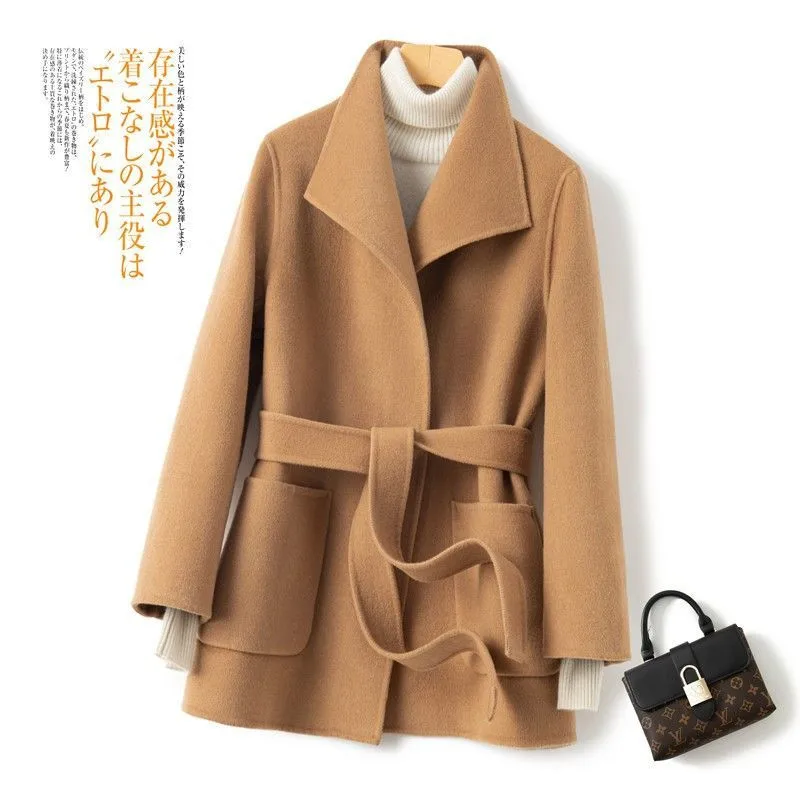 Двустороннее шерстяное пальто в Корейском стиле женские шерстяные ручной работы