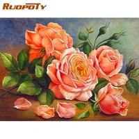 ruopoty picture by number rose flower kits diy frame drawing on canvas handpainted painting by number 60x75cm home decor gift