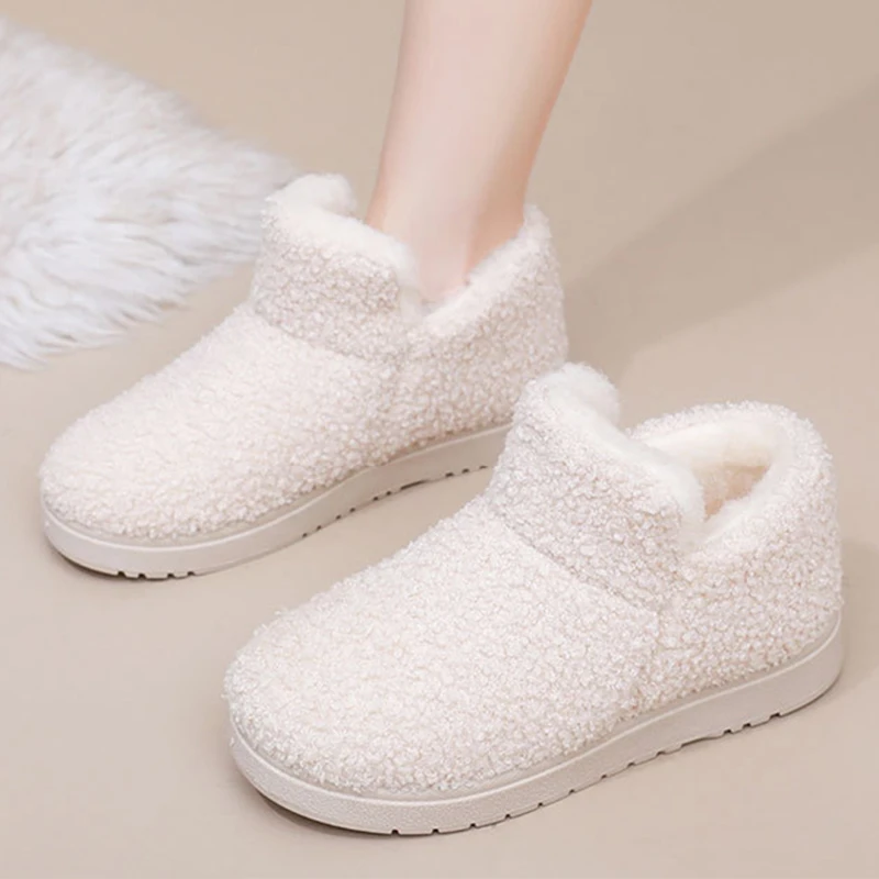 Зимние женские ботинки меховая обувь женская без шнуровки трендовые ботильоны