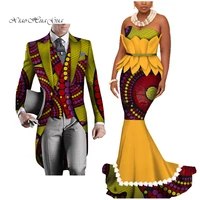 dashiki african couple clothing womens dressmens blazervest 3 pieces set african mermaid print dresses for couples wyq425