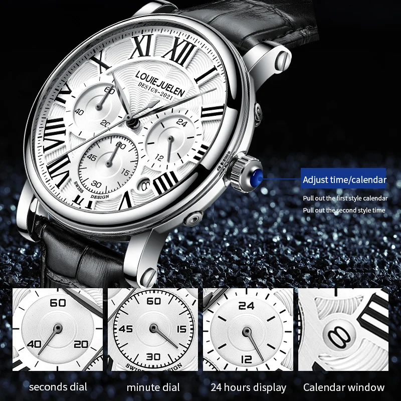 

Brand 2023 Luxury Men Watch Waterproof Top Quartz Wrist Watches for Men Date Sports Leather Clock Male Chronograph Montre Homme