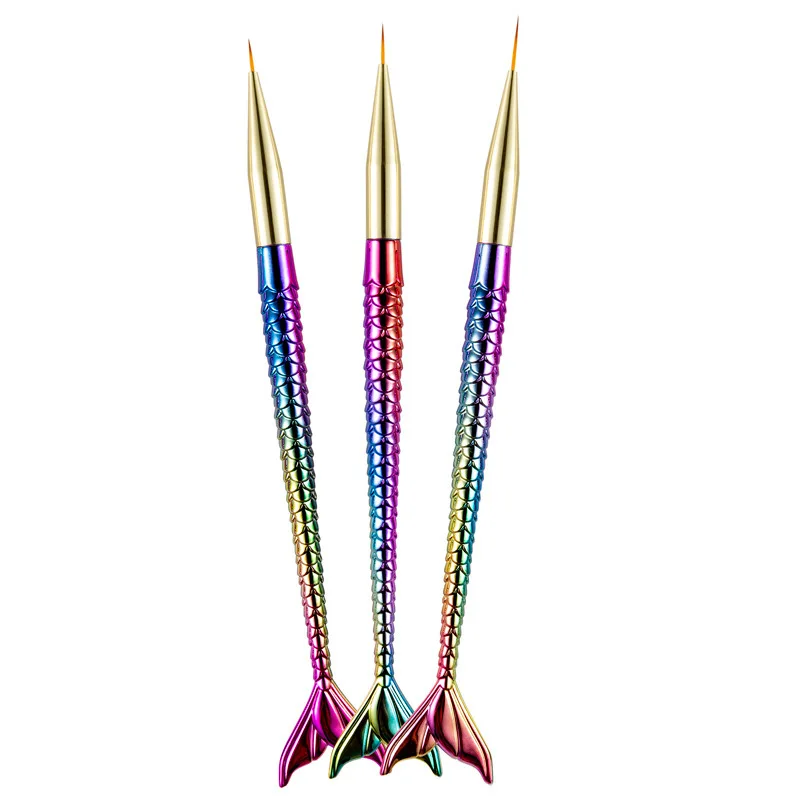 

Mermaid Style Nail Art Brush 3pc/set Cool Korean Style Nail Art Manicure Tools Nail Brushes For Practice