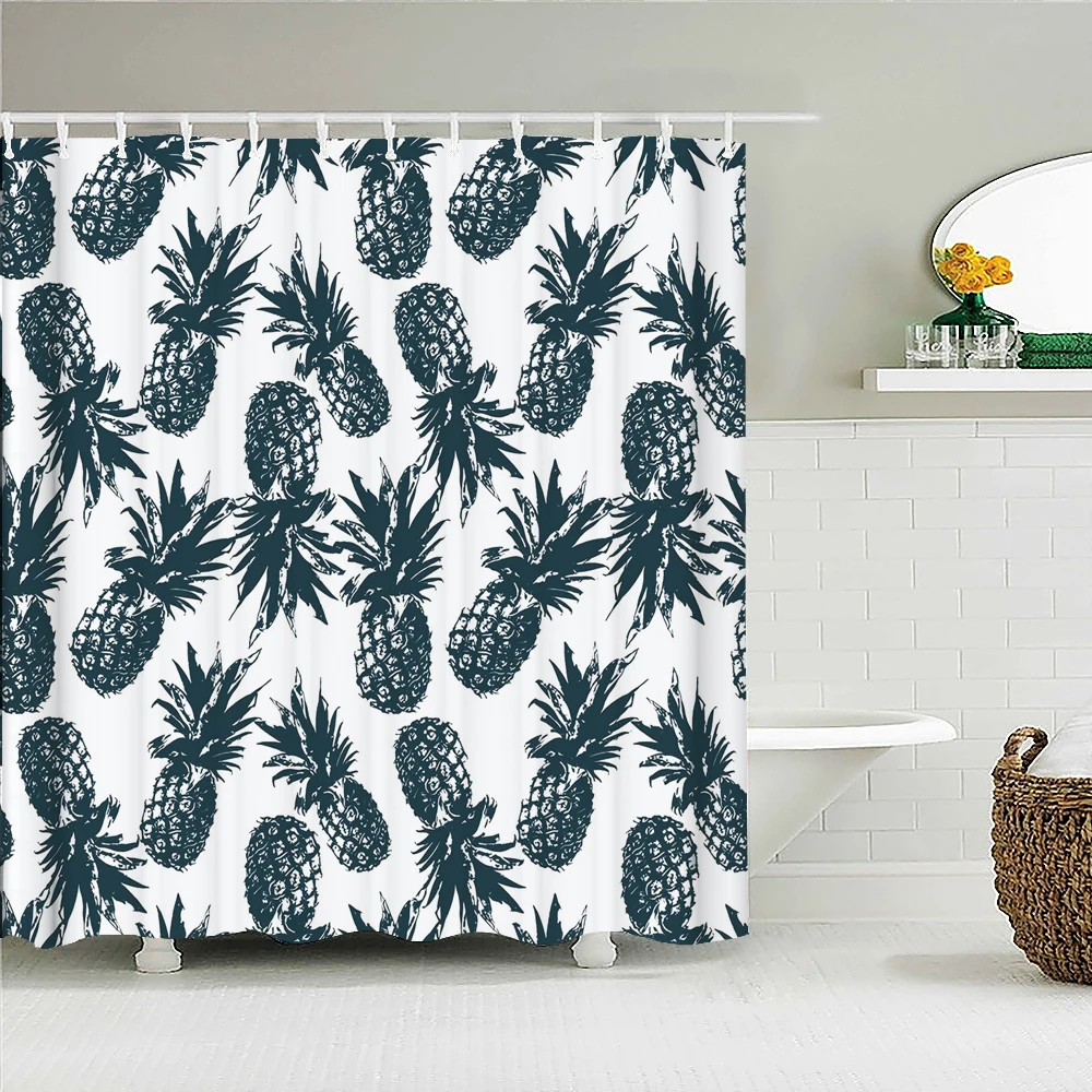 

Shower Curtain Kids Bathroom Decor Waterproof Curtain 2023 Tropical Fresh Fruit Bathtub Screen with Hooks Home Decor Aesthetics