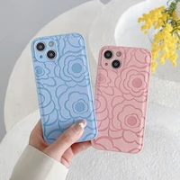 flower leather phone case for iphone 13 12 11 pro max mini x xs xr protect camera soft back cover for woman girl fashion