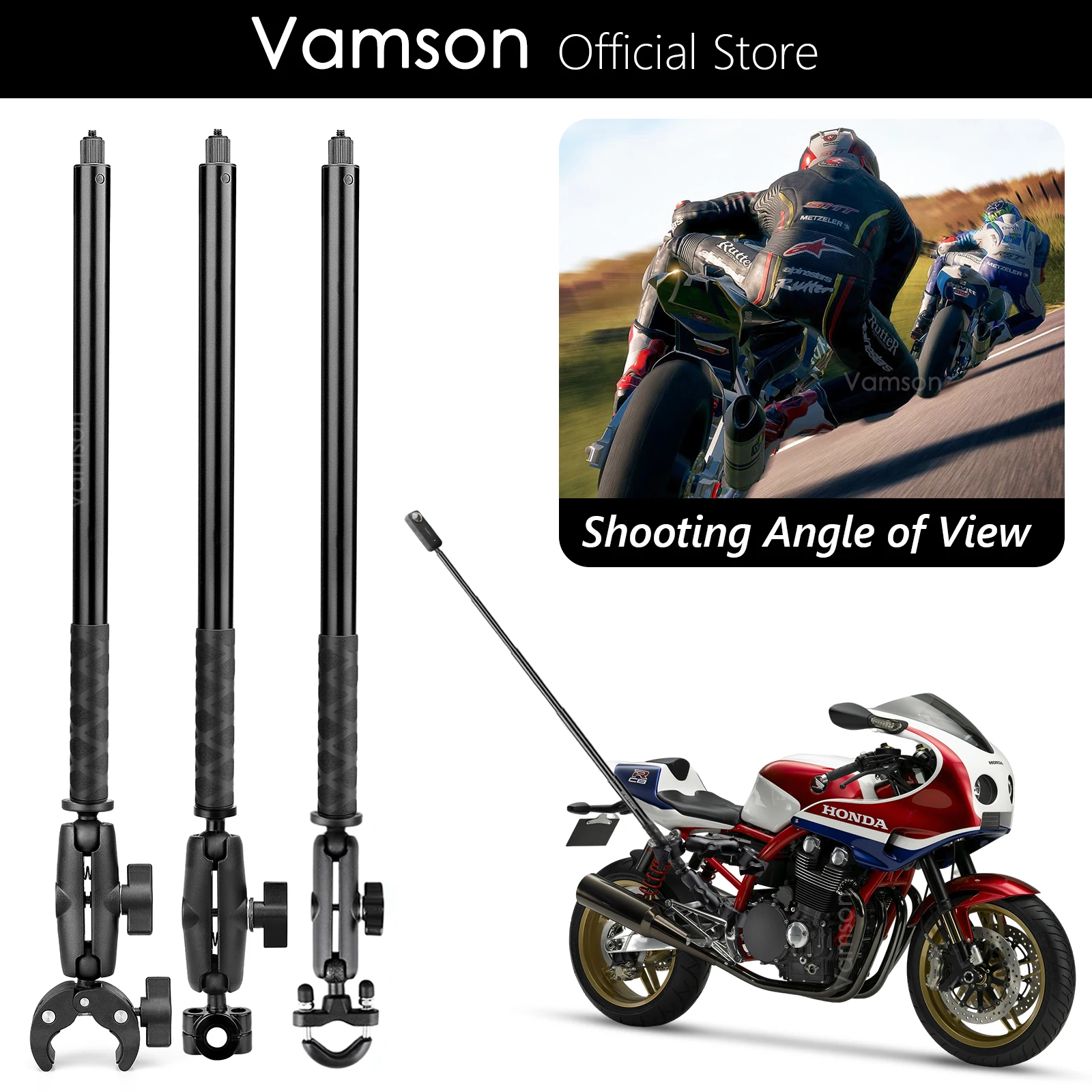 

Vamson Motorcycle 3rd Person View Invisible Selfie Stick for Insta360 X3 One X2 OneR GoPro Max Camera for GoPro 11 Accessories