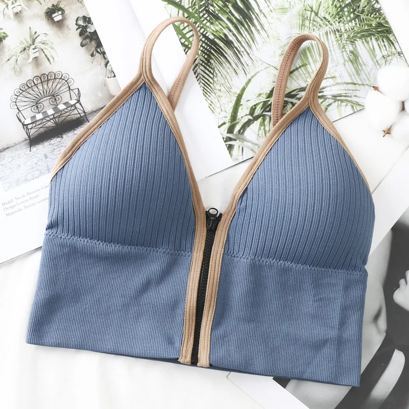 

Cloud Hide Sports Bra Women Front Zipper Underwear Fitness Shirt Push Up Yoga Crop Top Bras Vest Sportswear