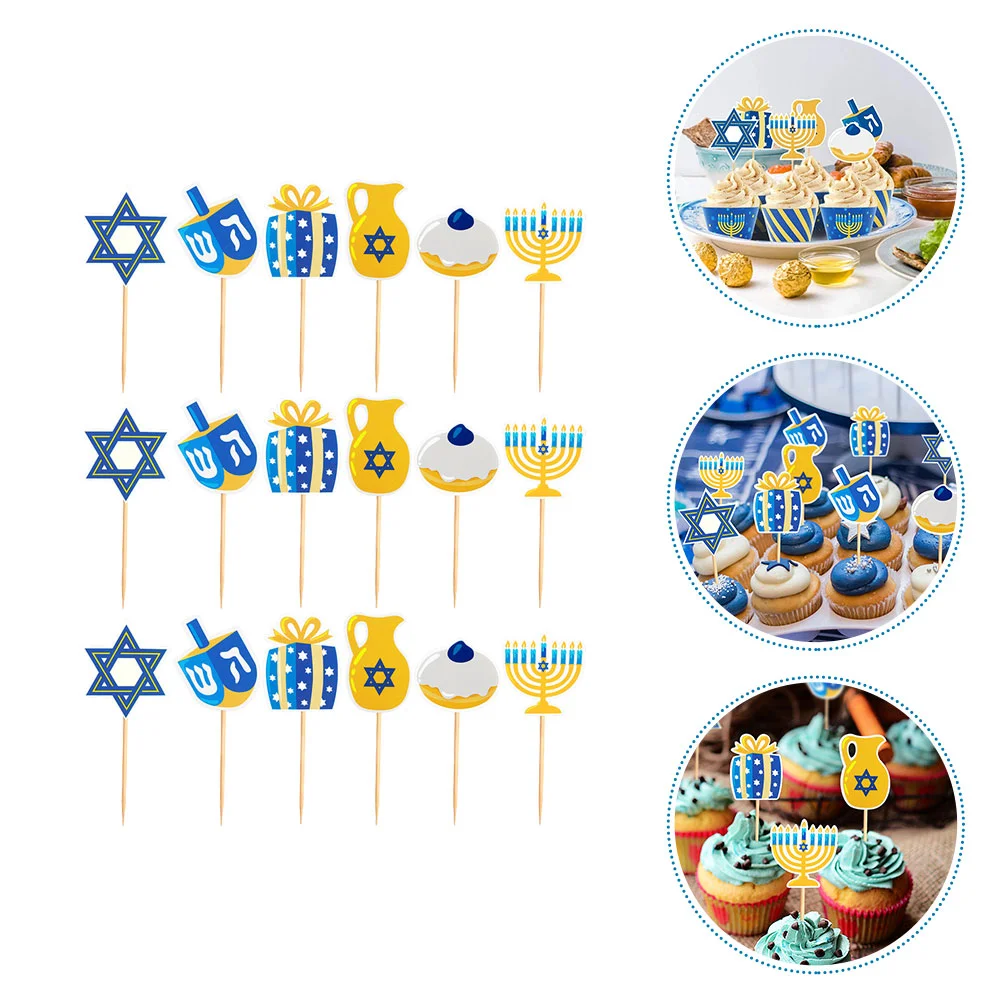 

Cake Hanukkah Picks Cupcake Party Jewish Decoration Toppers Star Topper Supplies Happy Dessert Decor Chanukkah Chanukah