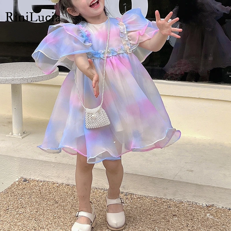 

Criscky Clothes 2022 New Summer Princess Dresses Ruffles Sleeve Short Kids Dress Party Girls Party Dresses Children Clothing