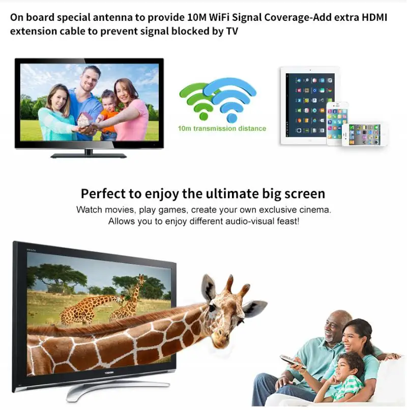 

Plus WiFi Display Receiver TV Projection Video Transmission for Android For IOS Same Screen Converter