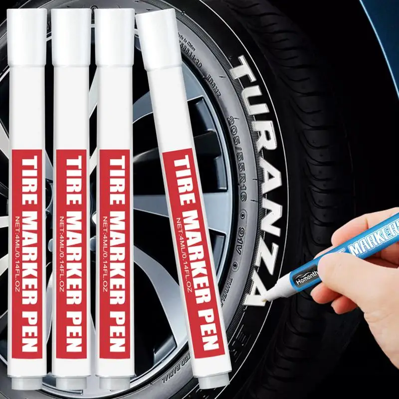Маркер для краски шин 4 шт. автомобильная маркировочная ручка белые маркеры