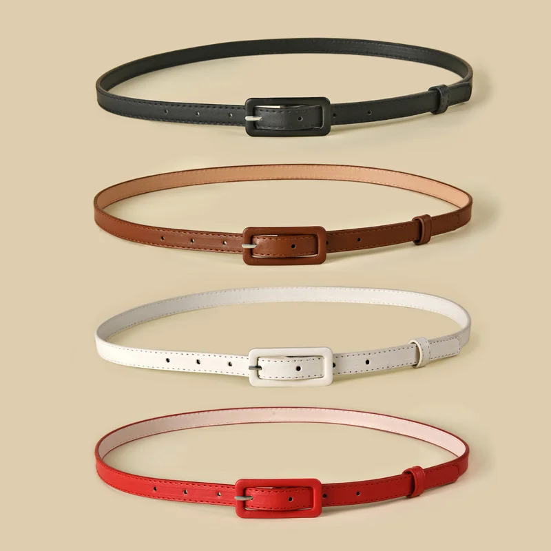 

Multi-color Lady's Slender Thin Belt Square Head Pin Buckle Women Waist Belt Waist Belt Candy Color Jeans Buckle Belt