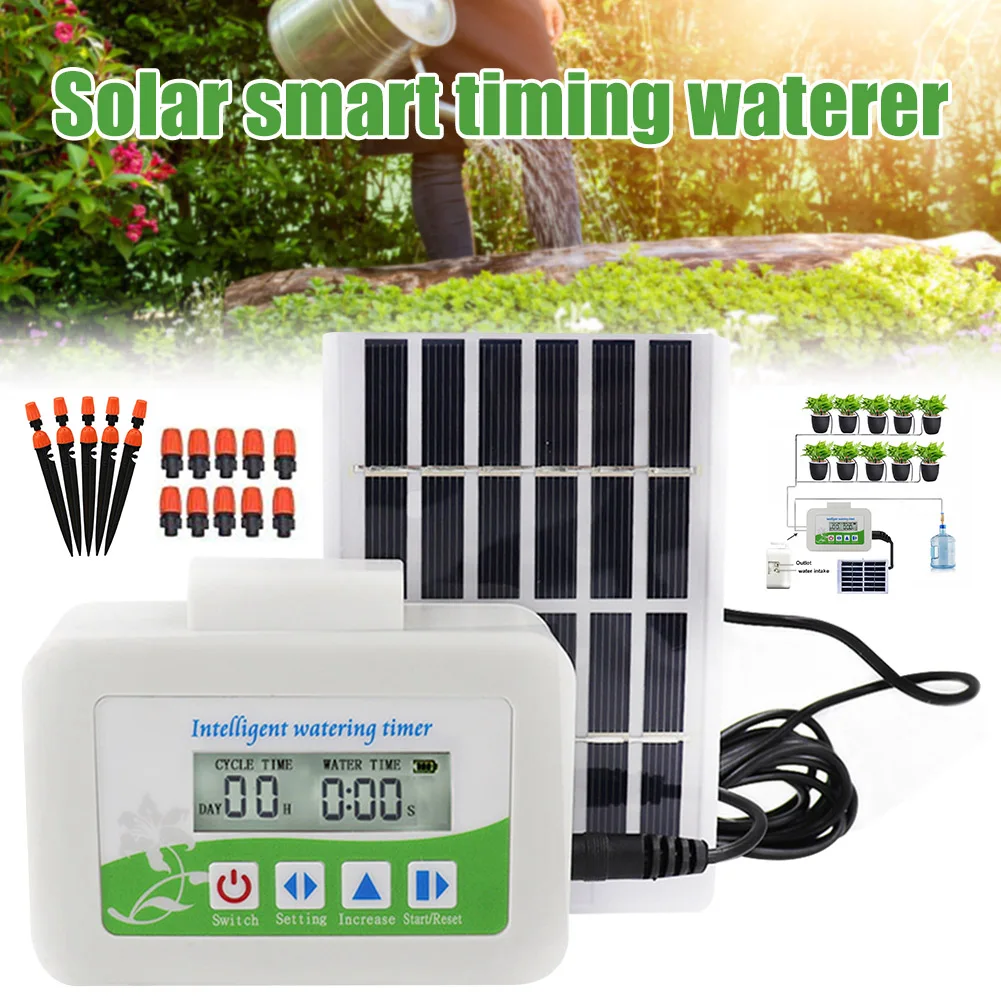 

Smart Automatic Solar Garden Watering Device Drip Irrigation System With Timing Fuction for Plants