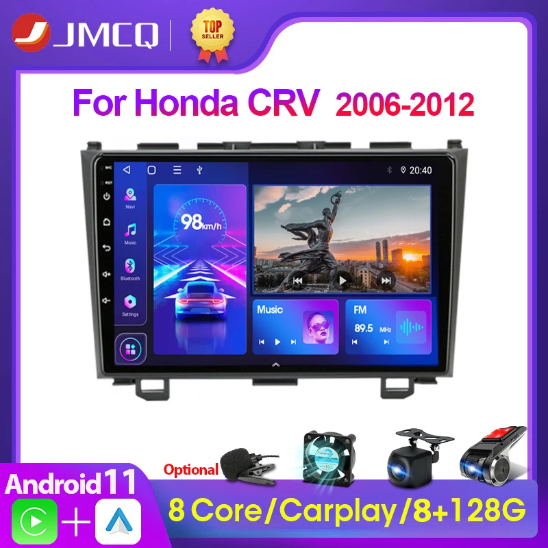 JMCQ 2Din Android 11 Head Unit CarPlay Car Radio Multimedia Video Player for Honda CRV CR-V 3 RE 2006-2012 Navigation GPS 2 Din