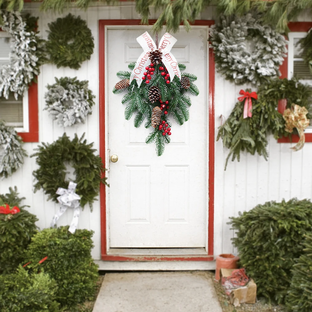 

Рождественский настенный венок, подвески, легкий Рождественский декоративный венок, праздничная атмосфера, магазин, праздничный подвесной...