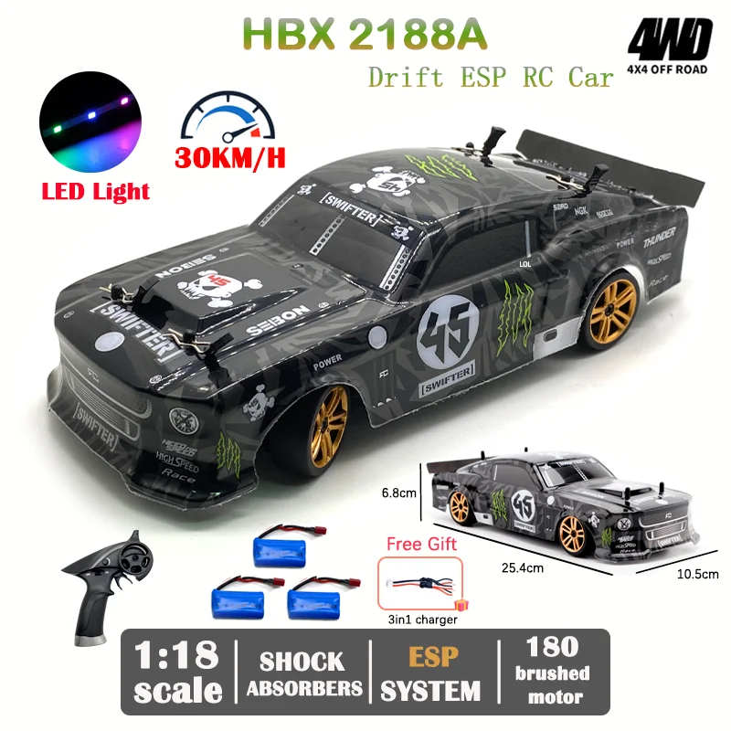 

HBX 2188A 1/18 4-wheel Drive RC Car Professional Adult Drift Model Car High-speed Charging Children Remote Control GTR Racing Ca