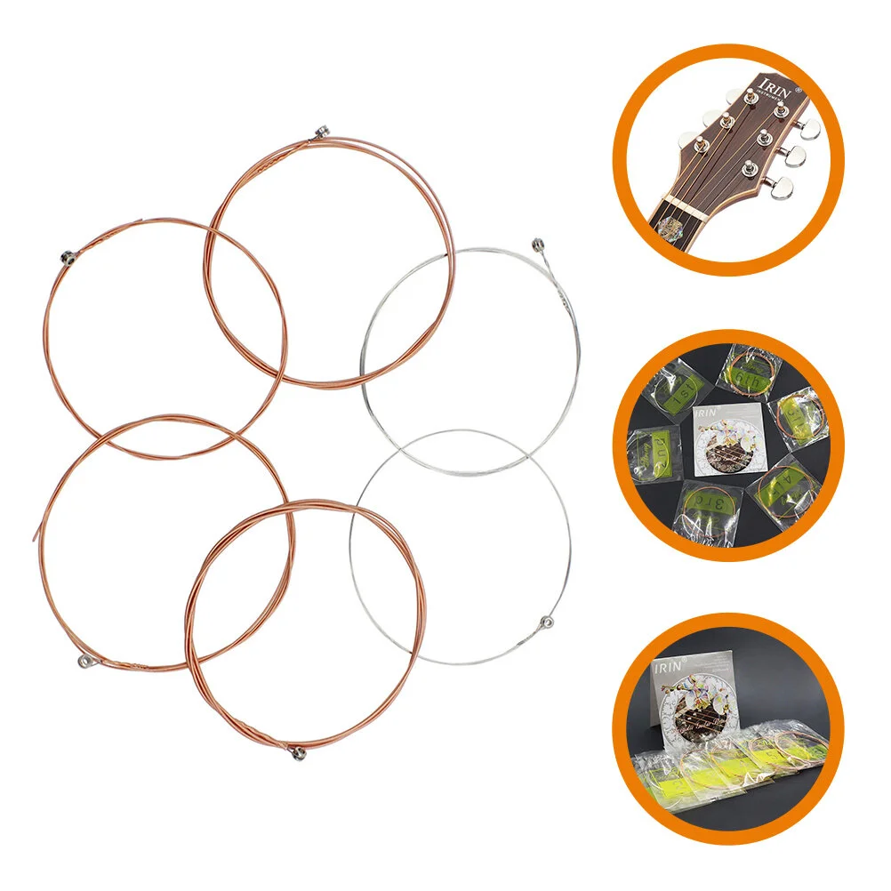 

6pcs Acoustic Guitar String Folk Guitar String Stainless Steel Guitar Part