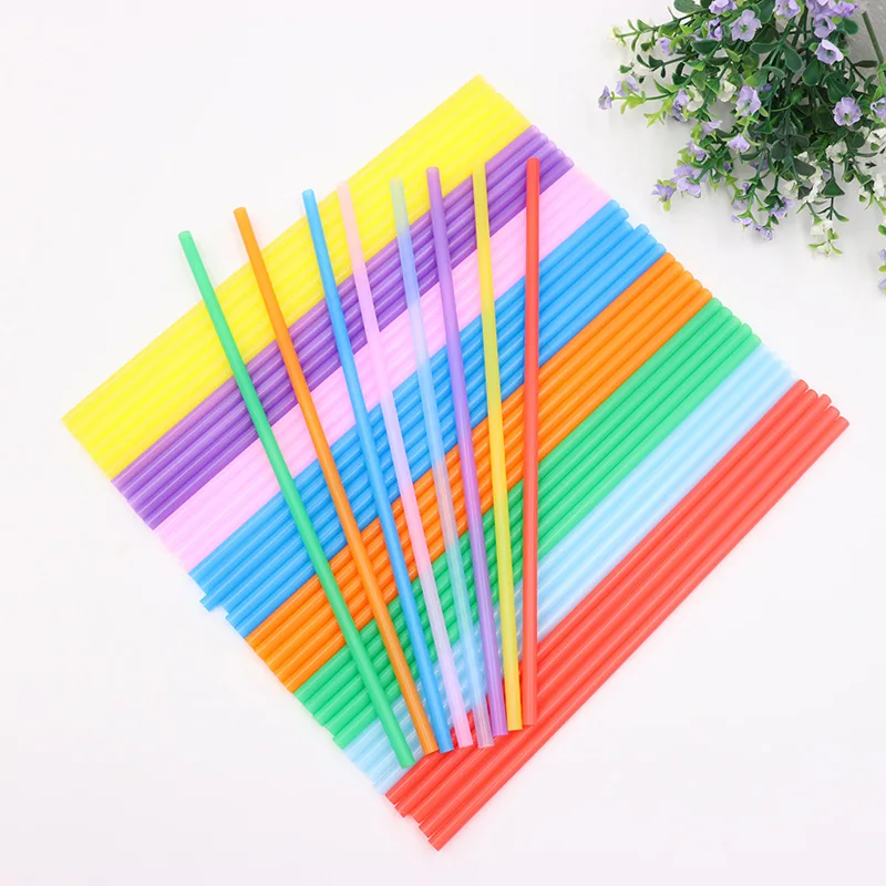 50/100pcs Cusp Straw Chain Package Curved Wrapped Drinking 3.6*150mm PP  Thin Straws Milk