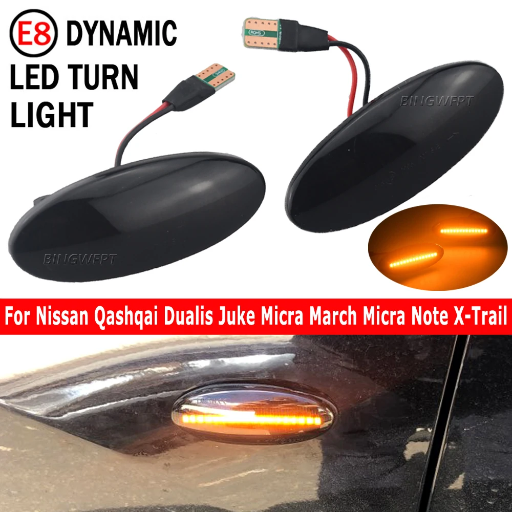 

LED Turn Signal Side Marker Light Dynamic Flasher Blinker For Nissan Qashqai J10 X-trail T31 Cube Juke Leaf Micra K13 E11 NV200