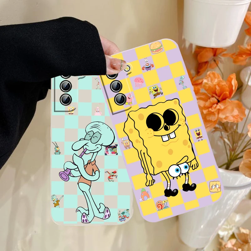 

Cartoon Anime Sponge Starfish Phone Case For Samsung Galaxy S10 S10e S20 S21 S22 Plus Lite Ultra FE 4G 5G Liquid Rope Soft Back