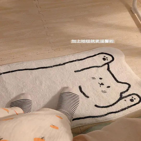 

Ins style Imitation Cashmere Cat Bedside Blanket Non-slip Wear-resistant Floor Mat Machine Washable Net Red Cat Blanket