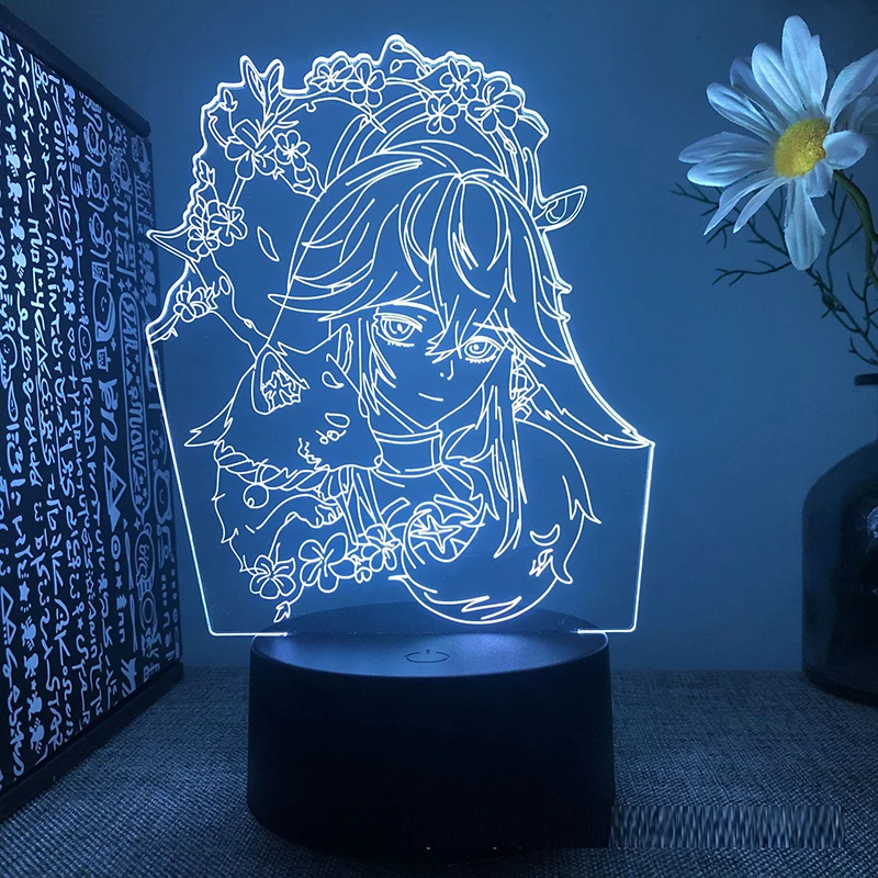 3d Светодиодная лампа Genshin impact Yae Miko для спальни ночник манга аниме экшн-фигурка
