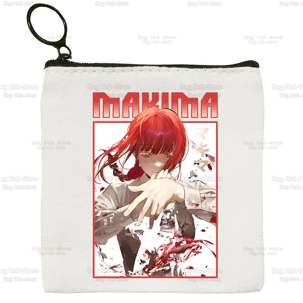 Chainsaw Man MAKIMA Japanese Anime Manga Coin Purse Female Fabric Small Purse Mini Clutch Bag Cute Canvas Key Case Coin Purse