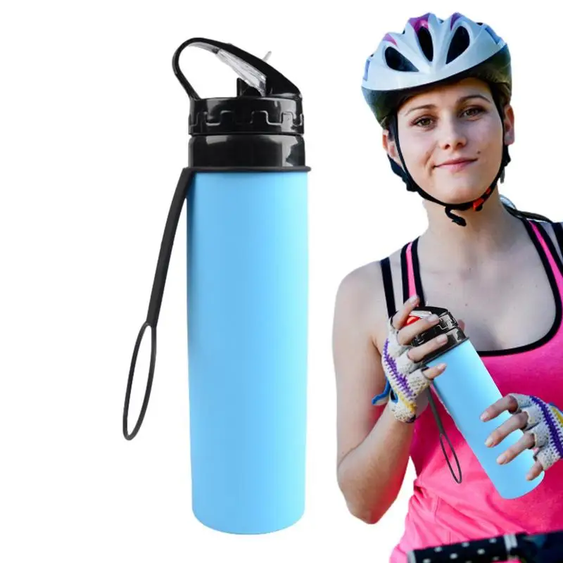 

Silicone Foldable Water Bottle 600ml Leak Proof Foldable Sports Water Bottles Foldable Bottle For Travel Outdoor Swimming Gym