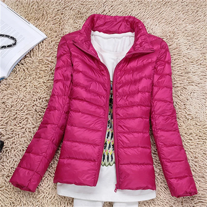 Winter Lightweight Solid Standing Neck Slim Fit Women's Short Oversize Jacket Woman Spring 2023 Demi-season Parka Fluffy