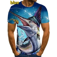 newest fashion summer sea fishing 3d printed clothes cool men fish t shirt