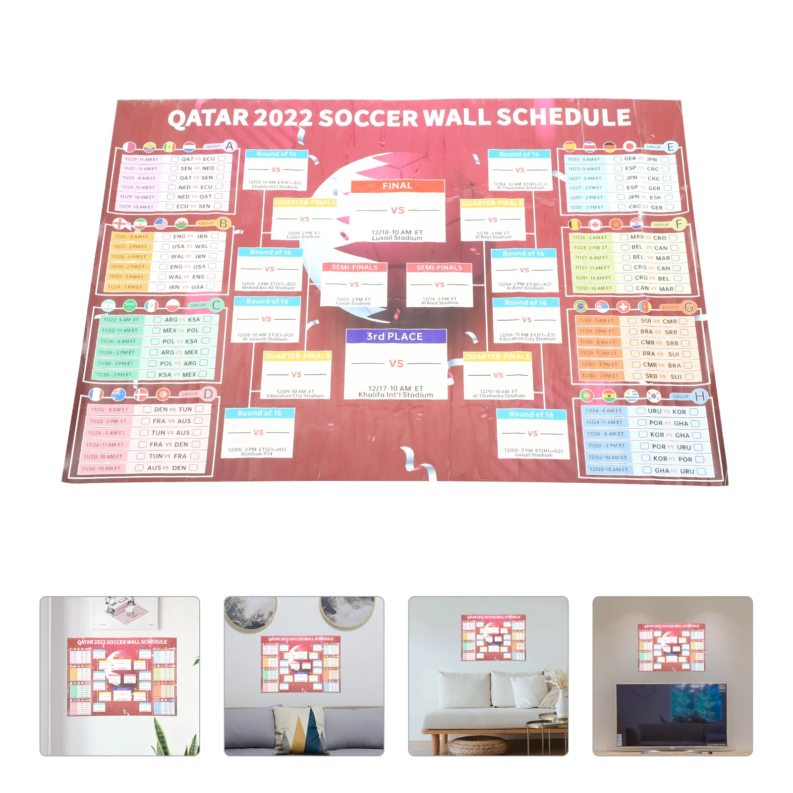 

Poster Football Soccer Schedulehome Office Tournament Wallchart Match Interactive Game Decorative Decor