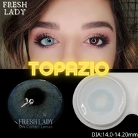 FRESH LADY Colored Contact Lens for Eyes 1Pair Yearly Use Lenses Topazio Azul Multicolor Beauty Pupilentes with Contact Case