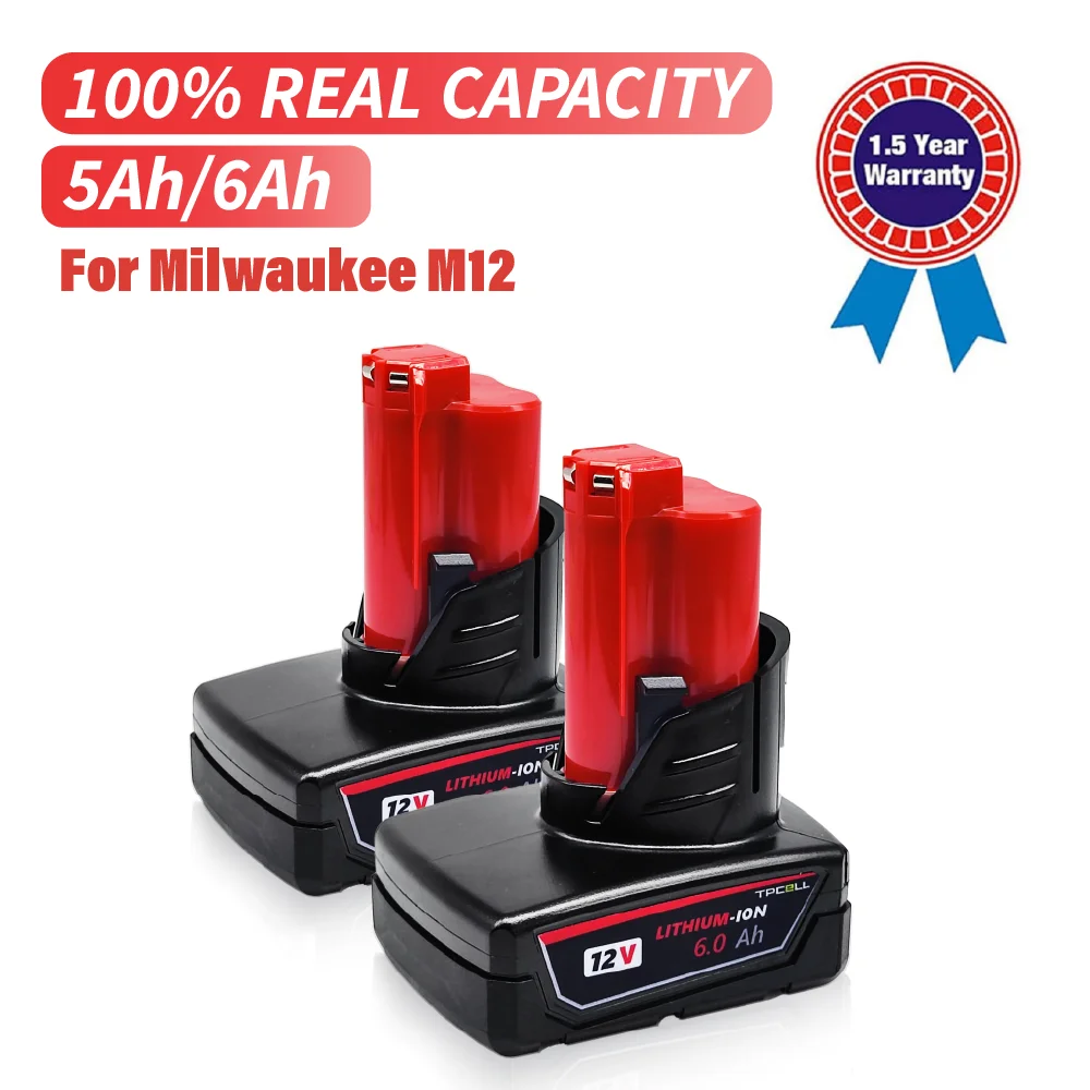 

12V 6000mAh Rechargeable Battery for Milwaukee M12 XC Cordless Tools 48-11-2402 48-11-2411 Batteries 48-11-2401 MIL-12A-L