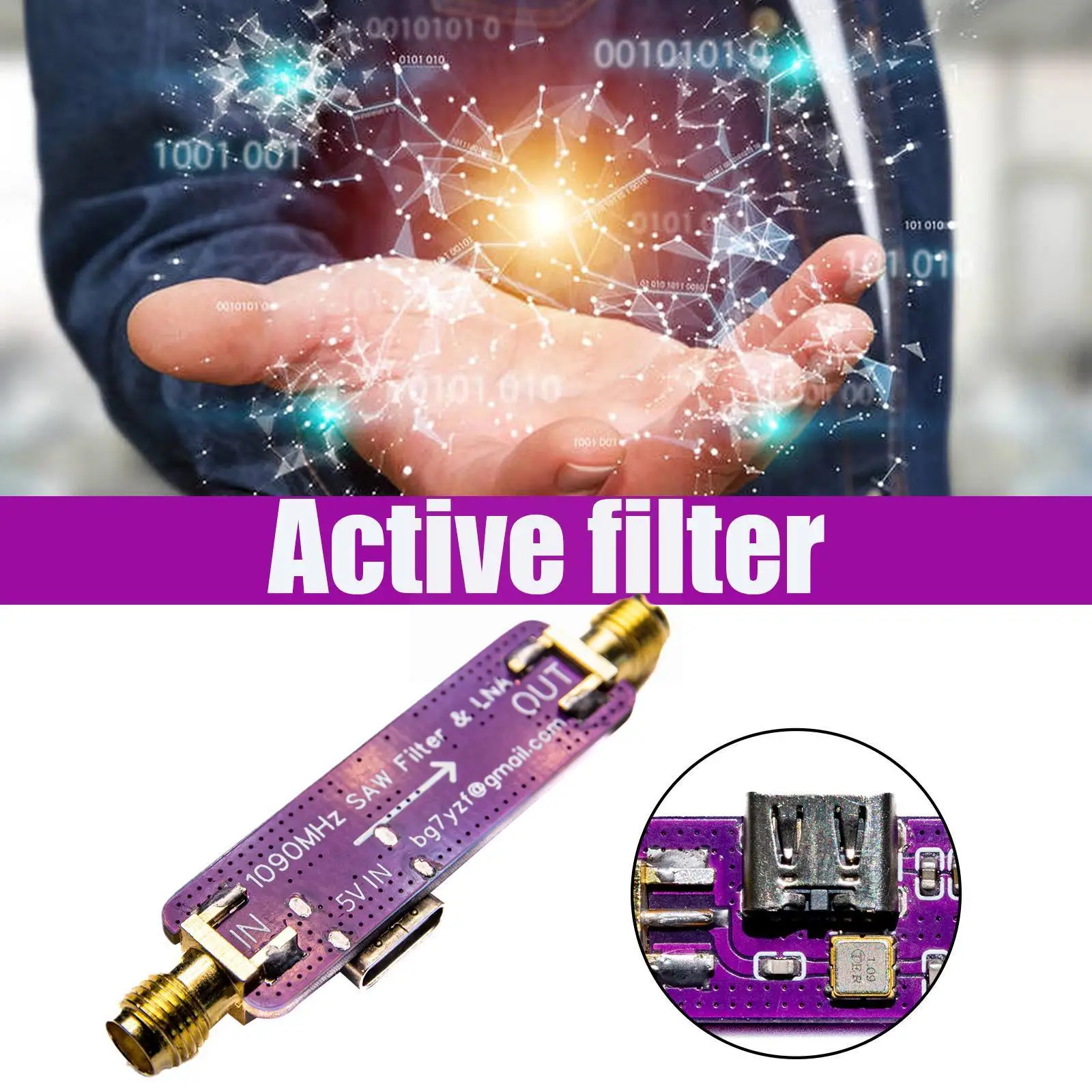

1090MHz 1,09 GHz ADS-B Active SAW Filter & LNA 5V источник питания L6I3